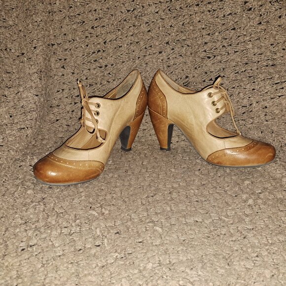MIZ MOOZ-Symphony-Cone-Rockabilly/Retro-Brown/Tan Spectator-Sz 6.5-Excellent - Picture 4 of 8